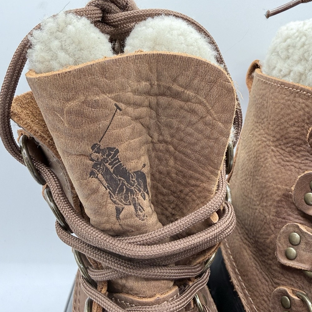 Polo Ralph Lauren Boots Men's 8 Women's 9.5 Landen Shearling Trim Snow Winter - Picture 6 of 8